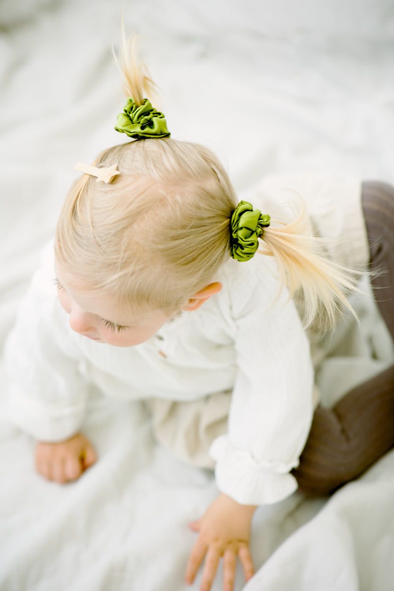 Lime Natural Silk Scrunchie