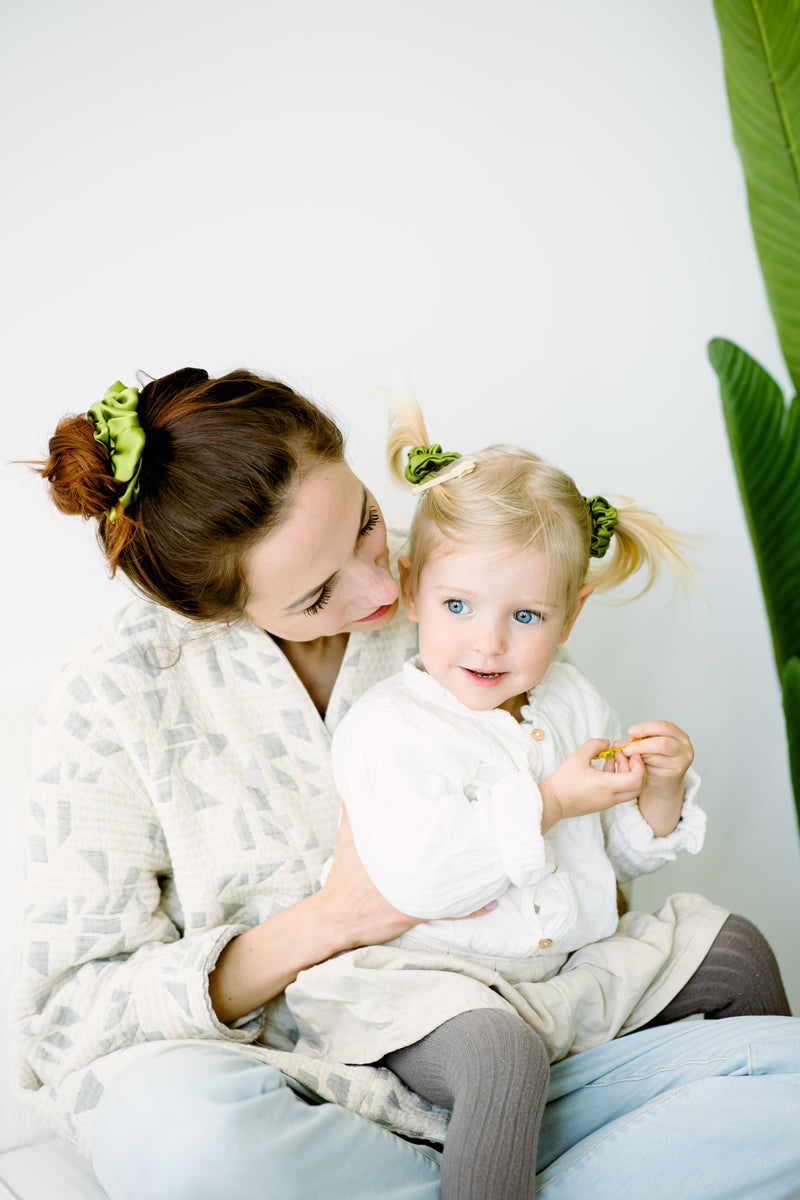 Lime Natural Silk Scrunchie