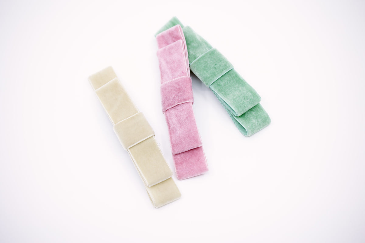Pastel Pink Velvet Bow Barrette Mini