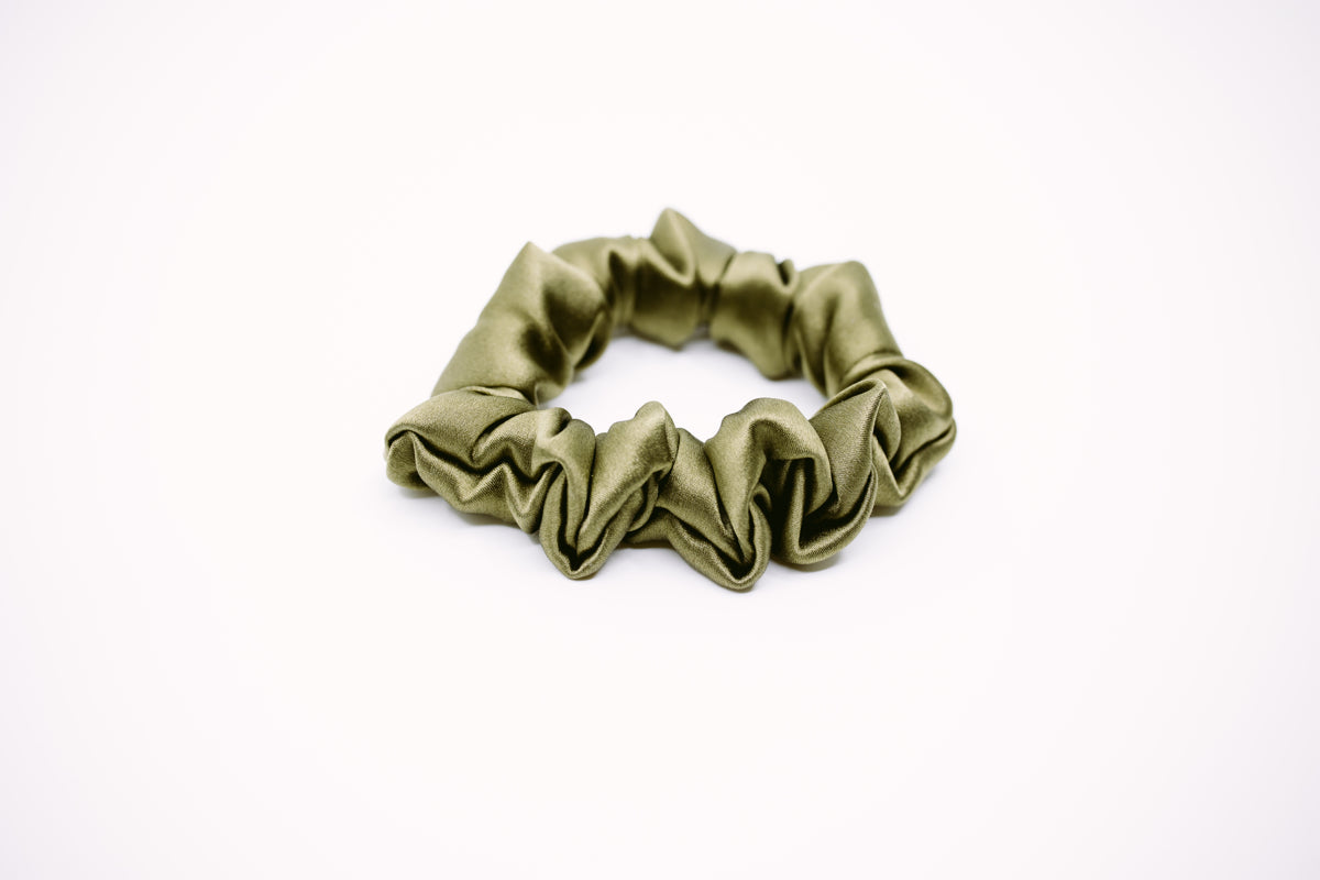 Olive Natural Silk Scrunchie