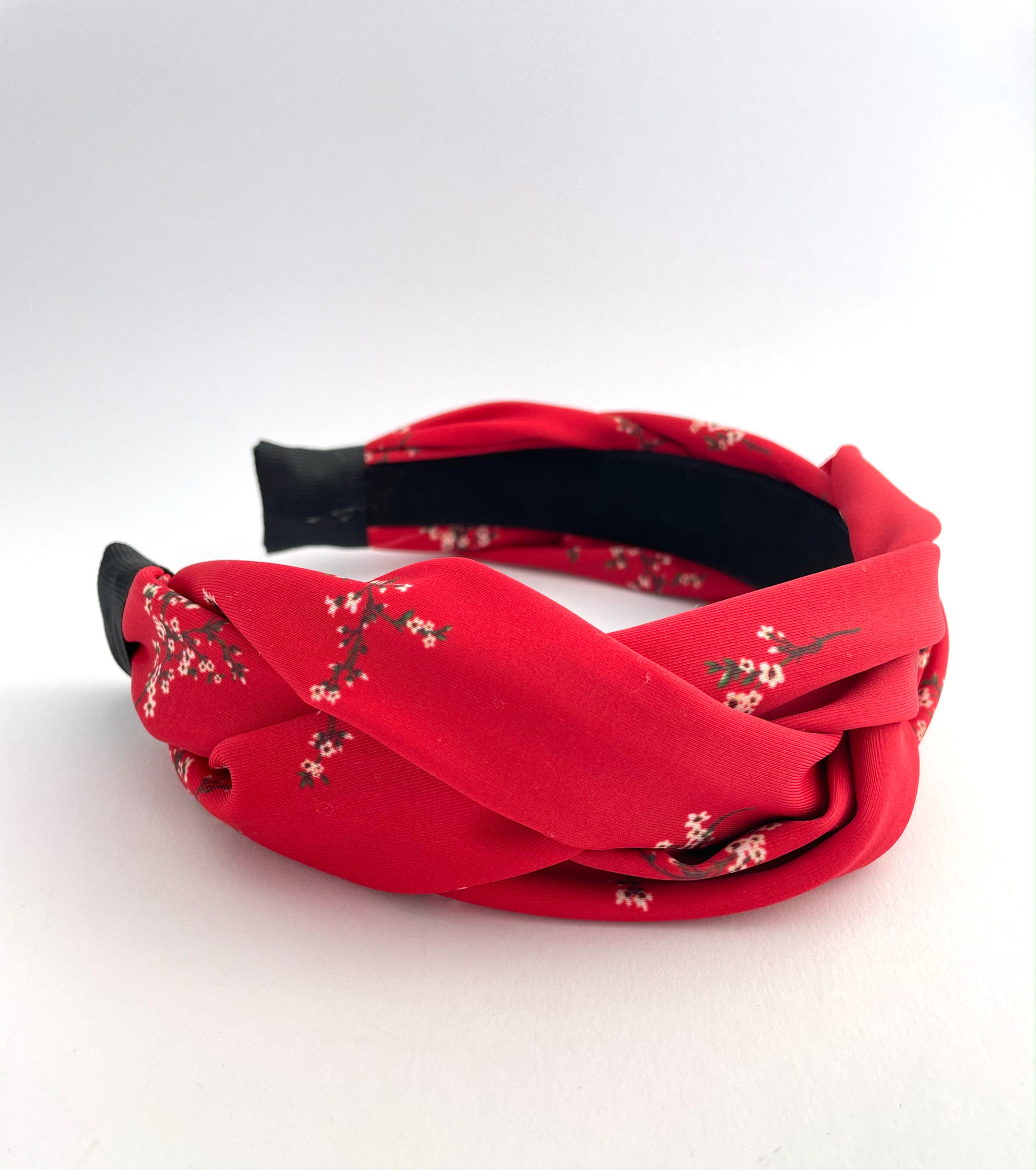 Fab Accessories Padded Braided Hairband- Red