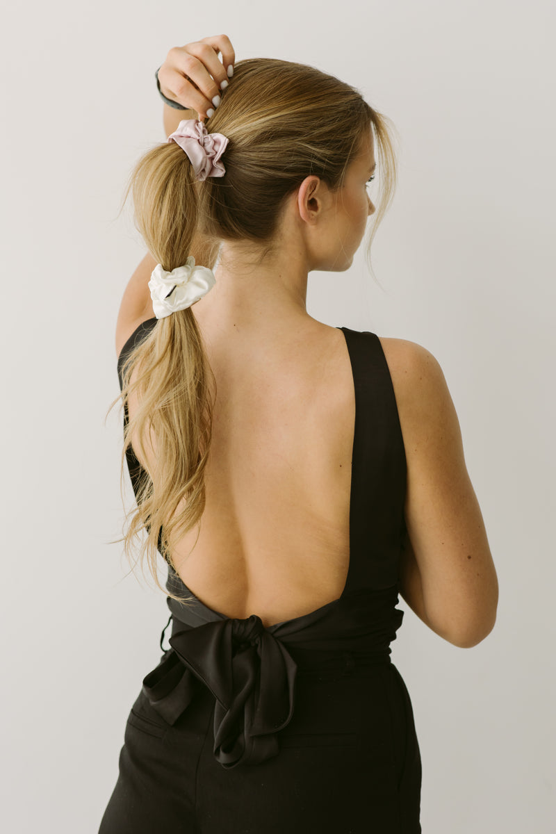 White Natural Silk Scrunchie