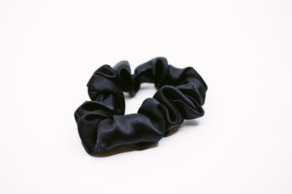 Black Natural Silk Scrunchie
